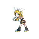 Rin's V2 outfit featured in the game Brave Frontier dubbed, "Vocals Kagamine Rin"