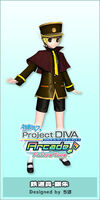 Len's Tetsudou-in Ginshu module for the song "1925", designed by Chiho. From the video game Hatsune Miku -Project DIVA- Arcade Future Tone.