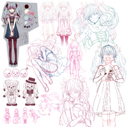 Concept sketches for Karakuri Pierrot