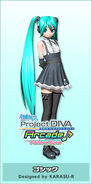 Miku's "Gothic" module for the song "The Rebel" featured in -Project DIVA- Arcade Future Tone.