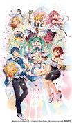 Murakami's illustration of the main visual and his own event designs for the rest of Crypton Future Media's VOCALOID cast