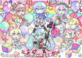 Terada Tera's illustration of the Main Visual and own Magical Mirai 2018 designs of the rest of the piapro cast.