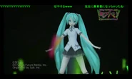 Screenshot of Miku's Rollin' Girl outfit shown in the “Mikupa♪ Hatsune Miku 39′s Live in Tokyo 2011 Concert”