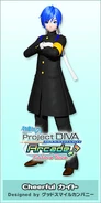 Kaito's "Cheerful Kaito" module used for the song "SING & SMILE",in the game -Project DIVA- Arcade Future Tone.