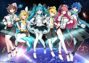 Fenghu's illustration of the "Overall Main Visual" and own designs of the piapro characters.