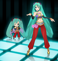 Miku's "Arabian" module for the song "Velvet Arabesque" from the game Project Diva