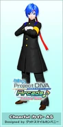Kaito's "Cheerful Kaito AS" module used for the song "SING & SMILE",in the game -Project DIVA- Arcade Future Tone.