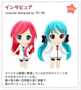 Luka and Miku's costumes for the game Hatsune Miku Project mirai 2, designed by Saine.