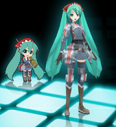 Miku's "Gallia Squad 7" module for the song "Song of Wastelands, Forests, and Magic" featured in Project DIVA.