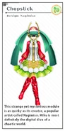 Miku's Chopstick module for the song "Babylon", designed by nagimiso. From the video game Hatsune Miku -Project DIVA- X.