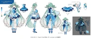 Concept artwork of Miku's costume design for the event, illustrated by Hanekoto.