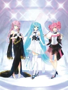 KEI's illustration of Miku, Luka, and Teto.