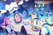 Lance, Hunk, Queen Luxia and Mermaid Aliens