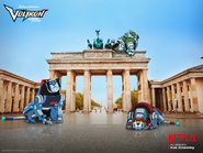 Promotional art in Germany with the Red Lion and Green Lion.