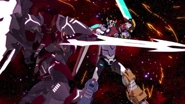 Zarkon's Mechsuit engaging Voltron in a sword fight.