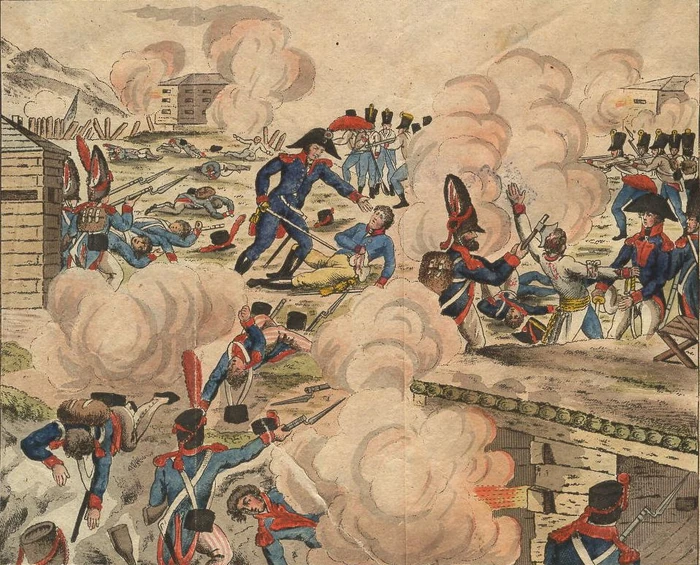 Heldentod des Hauptmann Hensel und Hauptmann Kupka bey Vertheidigung des Forts von Thalavai bey Malborghetto d. 17 May 1809.