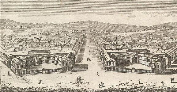 Vue des Grandes et Petites Ecuiries de Verssailles.