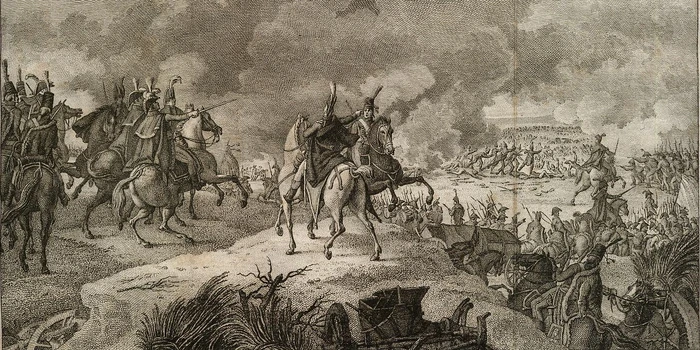 Het verdrinken van een aantal terug wijkende russische troepen, in de meiren nabij Menitz.