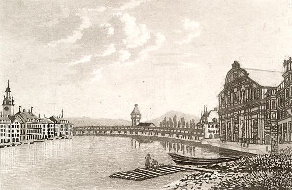 Luzern, l'interieur de Lucerne avec l'eglise des Jésuites.