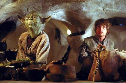 Po lewej Yoda (Główny przedstawiciel rasy)