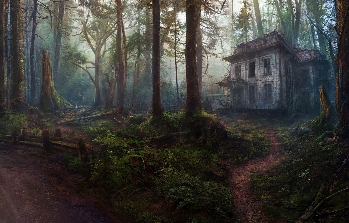 From the forest hut, Miguel Sastre Apocalypse landscape, Post apocalyptic art, F