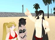 Chipz, Minerva, and Lanfear at the beach