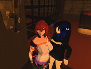 VeronicaJae and XXXNicole in the dungeon themed dance club portion of Necro Nights