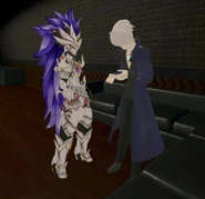 With Meyuu, wearing battle attire.