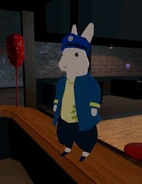 In his stripper "Cop" outfit