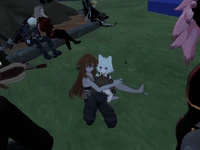 Hannah approaches Pepper and Cinnamon