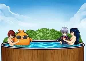 Flynn chilling with Sodapoppin and a couple girls, commissioned by VCTF_