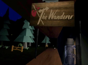  standing at the entrance to The Wanderer Hotel