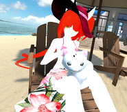 Yuuhi's beach attire during the Purple Lotus' vacation.