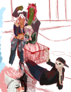 Harry and various other Varsity Boo's characters. Art by KittenSaint