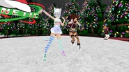 Lowrhen and Venerac dancing at a Kinetic Christmas party