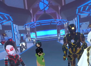 Nina waits with Mr. Myth outside of Atlantis