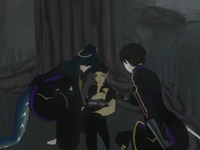 Iris and Lyshteia treat an injured lycan