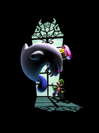 King Boo intimidating Luigi