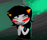 Terezi partaking in some delectable chalk. Red tastes the best, you know.