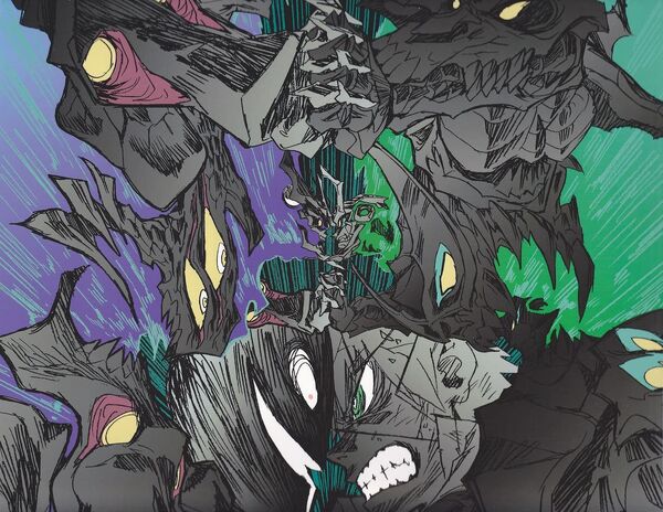 The Anti Spiral battles Simon the Digger in their pocket universe