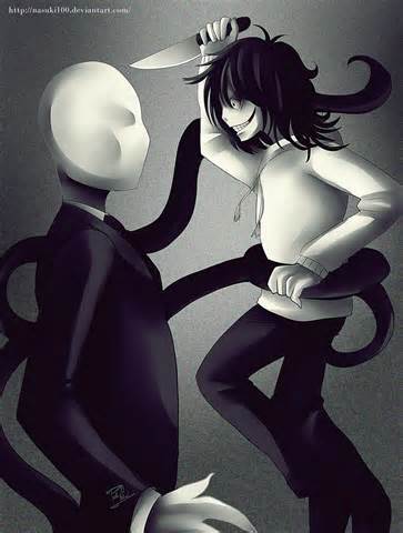 jeff the killer and slenderman fighting