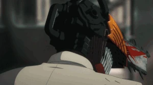 Denji manifesting a chainsaw out of his leg