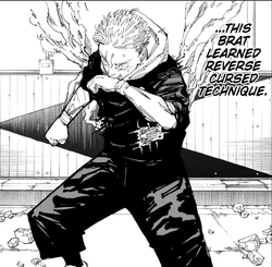 Yuji healing with Reverse Cursed Technique