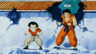 Planet Burst absorbs energy blasts from Krillin and Yamcha