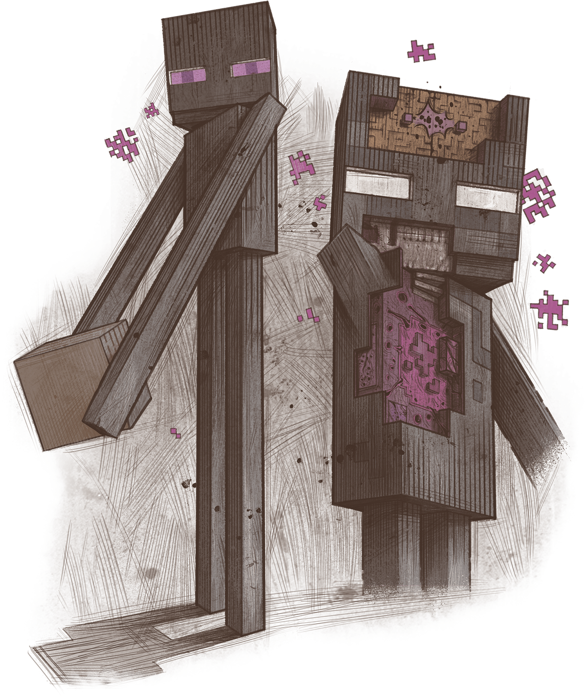 Enderman and Enderlings (Minecraft Dungeons) by 1i2l3l4a5g6e7r on