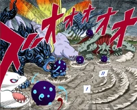 Tailed Beast Bomb being charged by the Tailed Beasts.