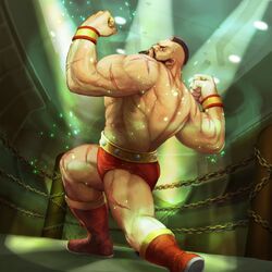 Street Fighter on X: Zangief flexes the beauty of his muscles in front of  a raging crowd in the Barmaley Steelworks stage, a steel mill known for its  blast furnace. Yes, he