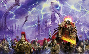 The Legio Custodes accompanied by the Sisters of Silence, fighting alongside The Emperor in the Webway War