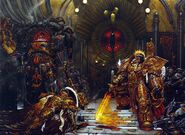 An Imperial painting depicting the Emperor's final battle against his son