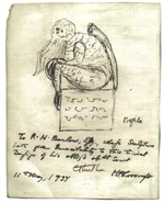 Original Sketch of Cthulhu created by Lovecraft himself.